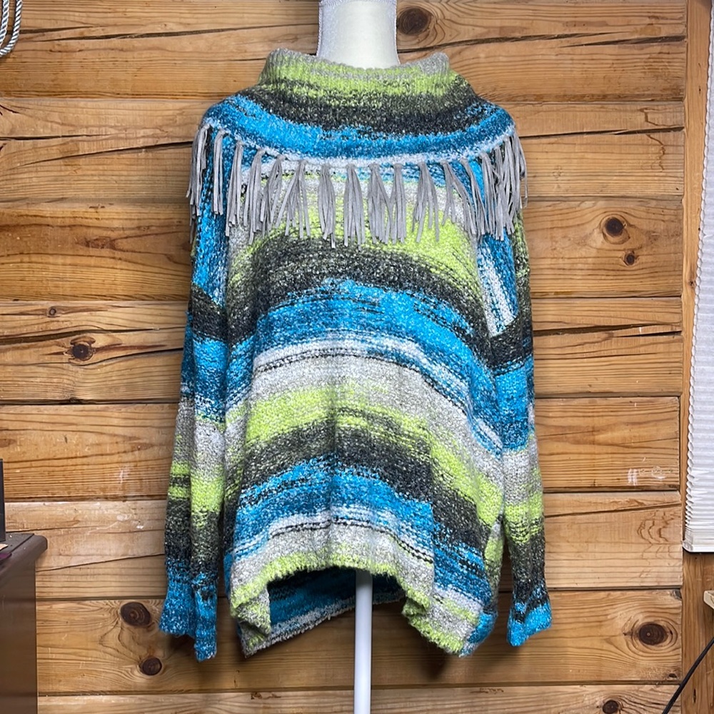 Ruby Rd women’s  fringe cowel neck sweater